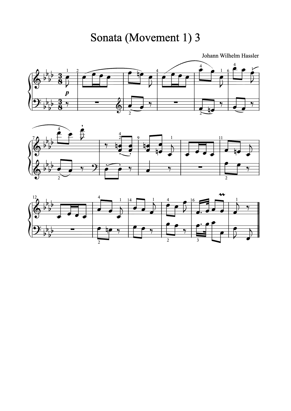 Sheet music preview for Sonata (Movement 1)