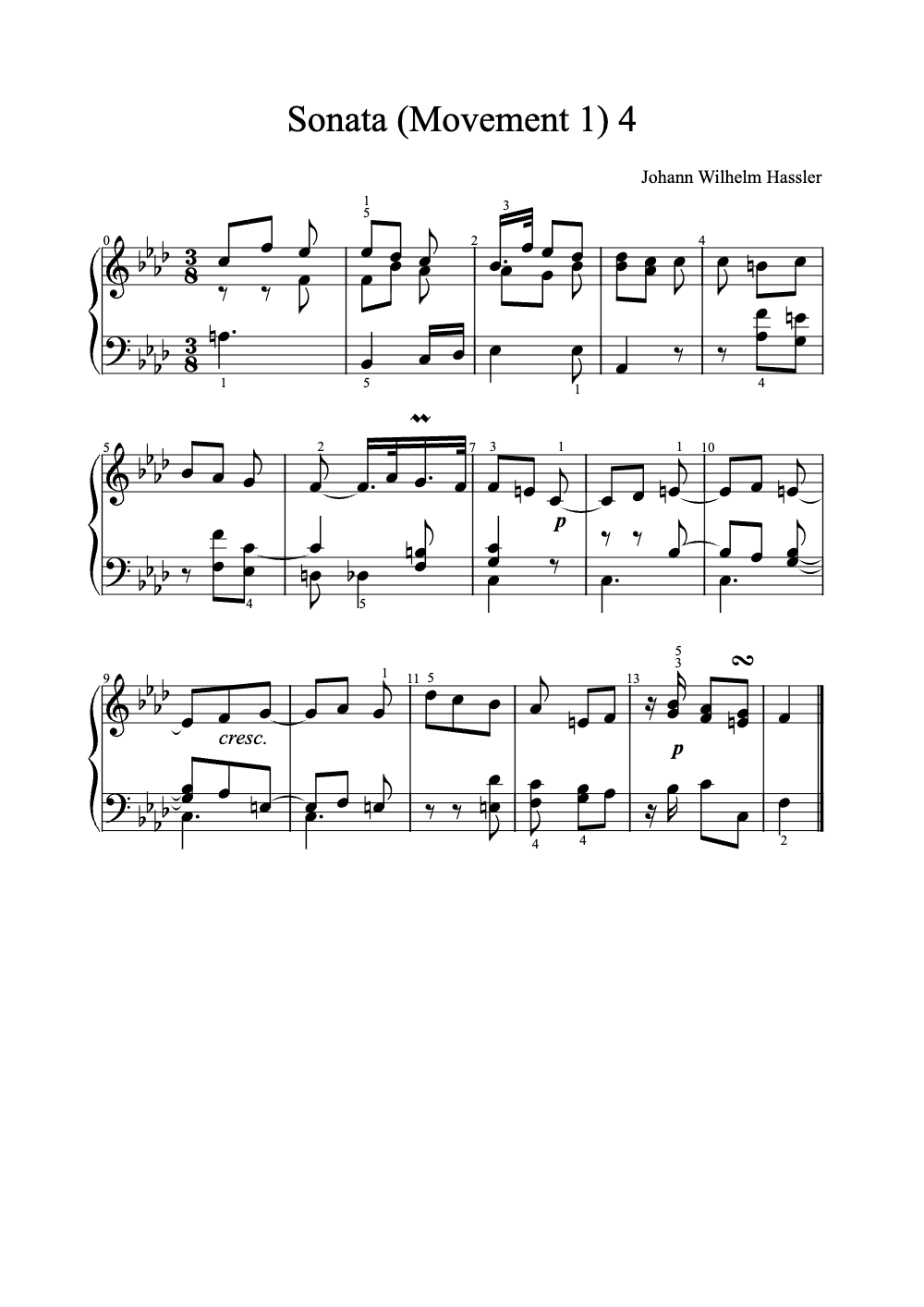 Sheet music preview for Sonata (Movement 1)