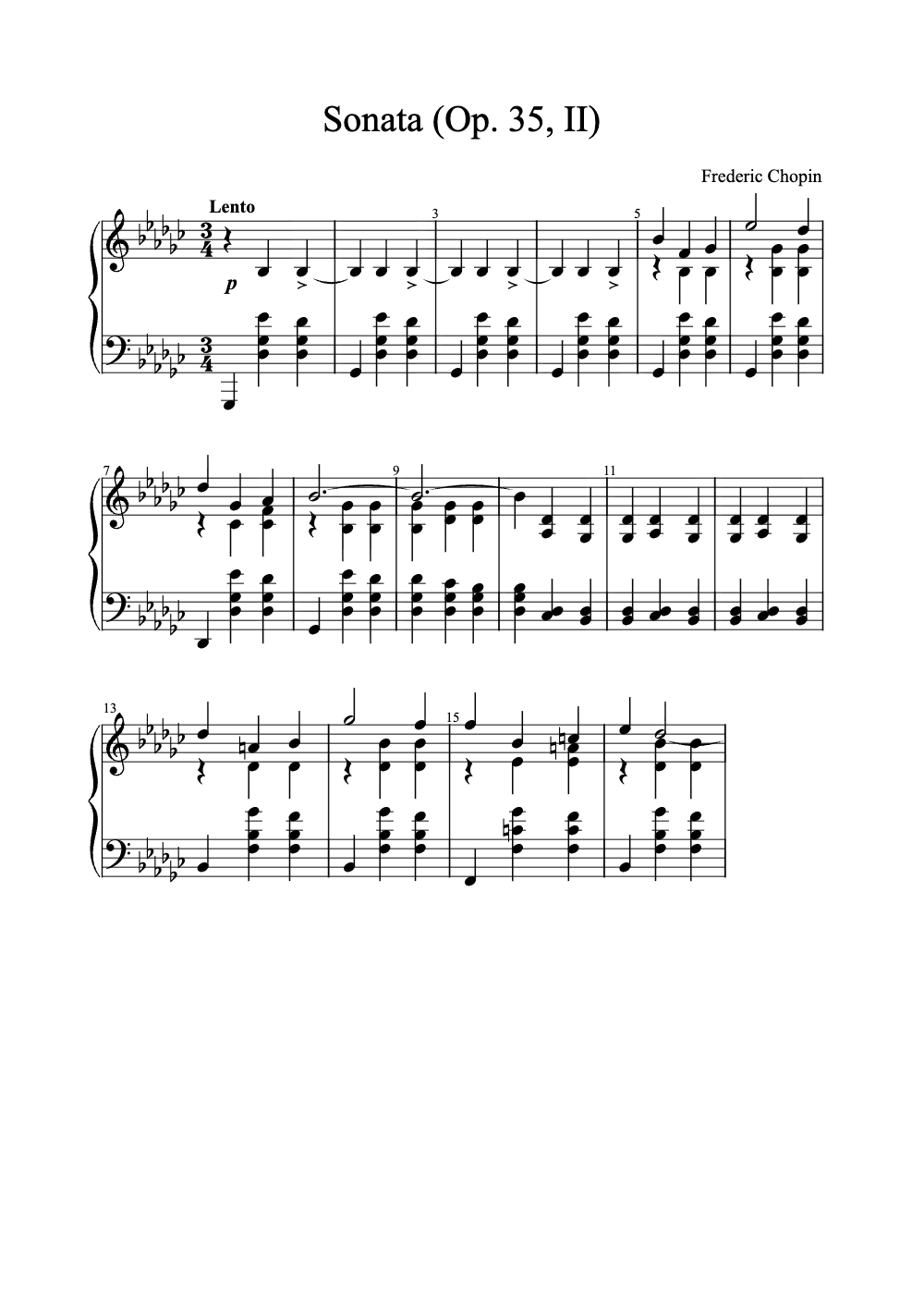 Sheet music preview for Sonata (Op. 35, II)