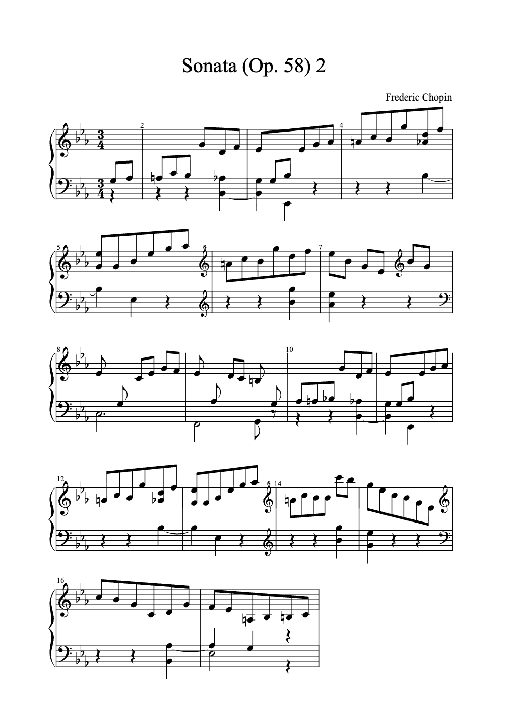 Sheet music preview for Sonata (Op. 58) No. 2