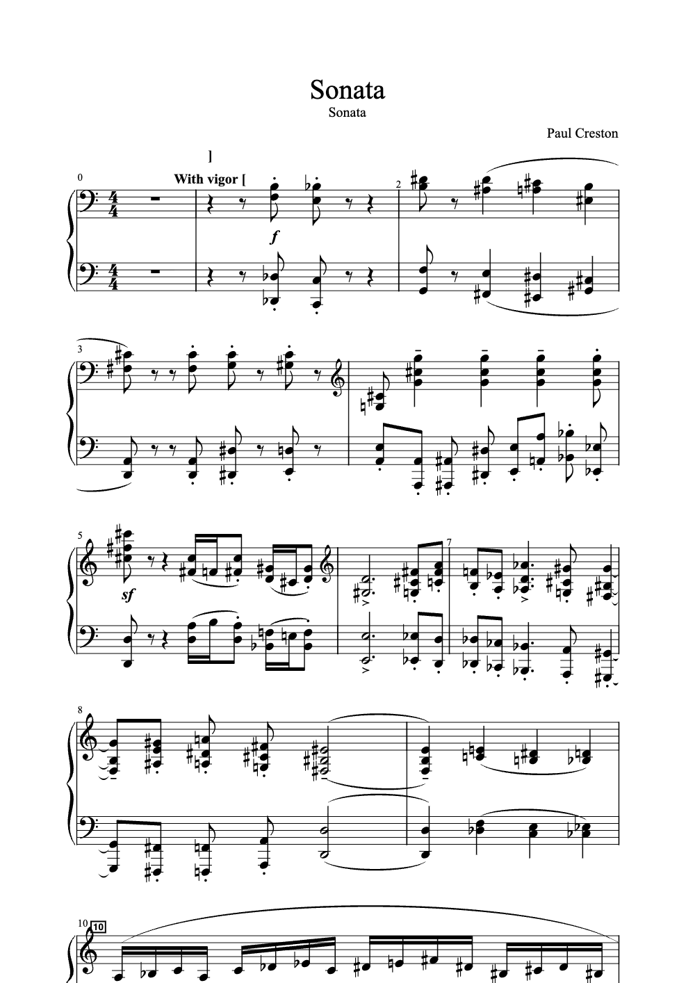 Sheet music preview for Sonata