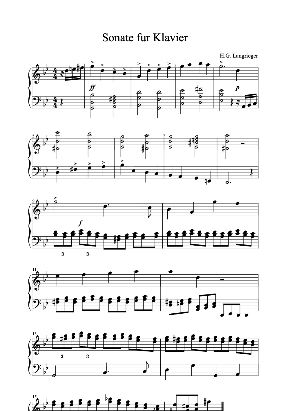 Sheet music preview for Sonate für Klavier