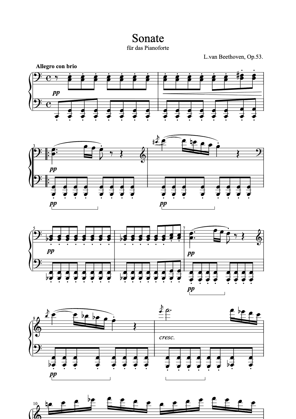 Sheet music preview for Sonata