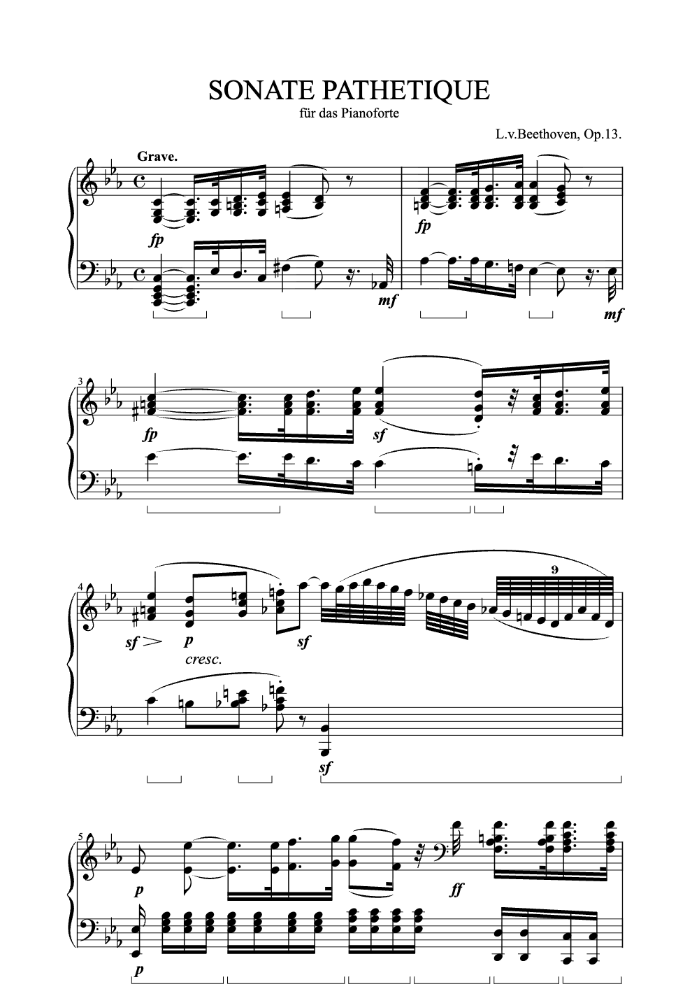 Sheet music preview for Sonate Pathétique