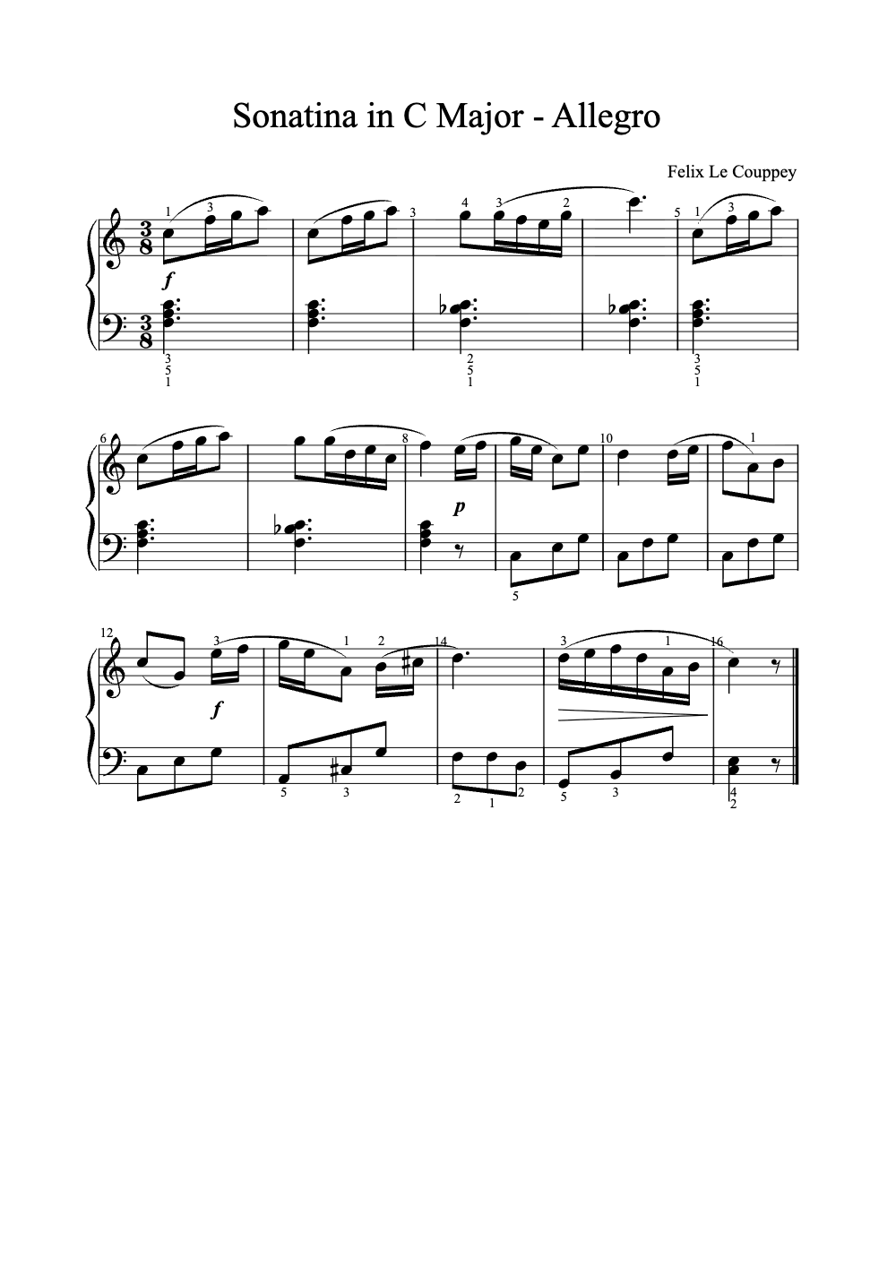 Sheet music preview for Sonatina in C Major: Allegro