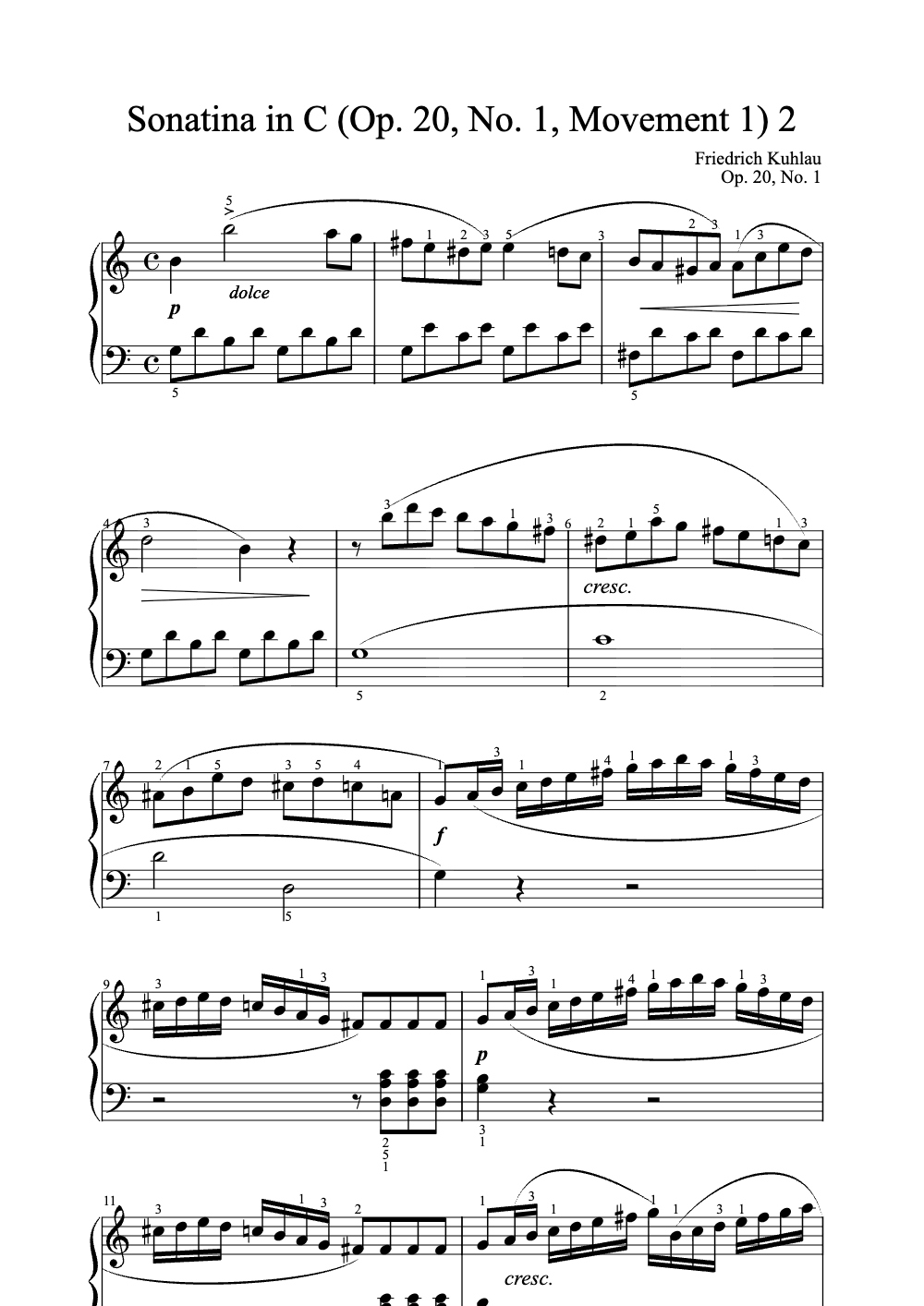 Sheet music preview for Sonatina in C (Op. 20, No. 1, Movement 1)
