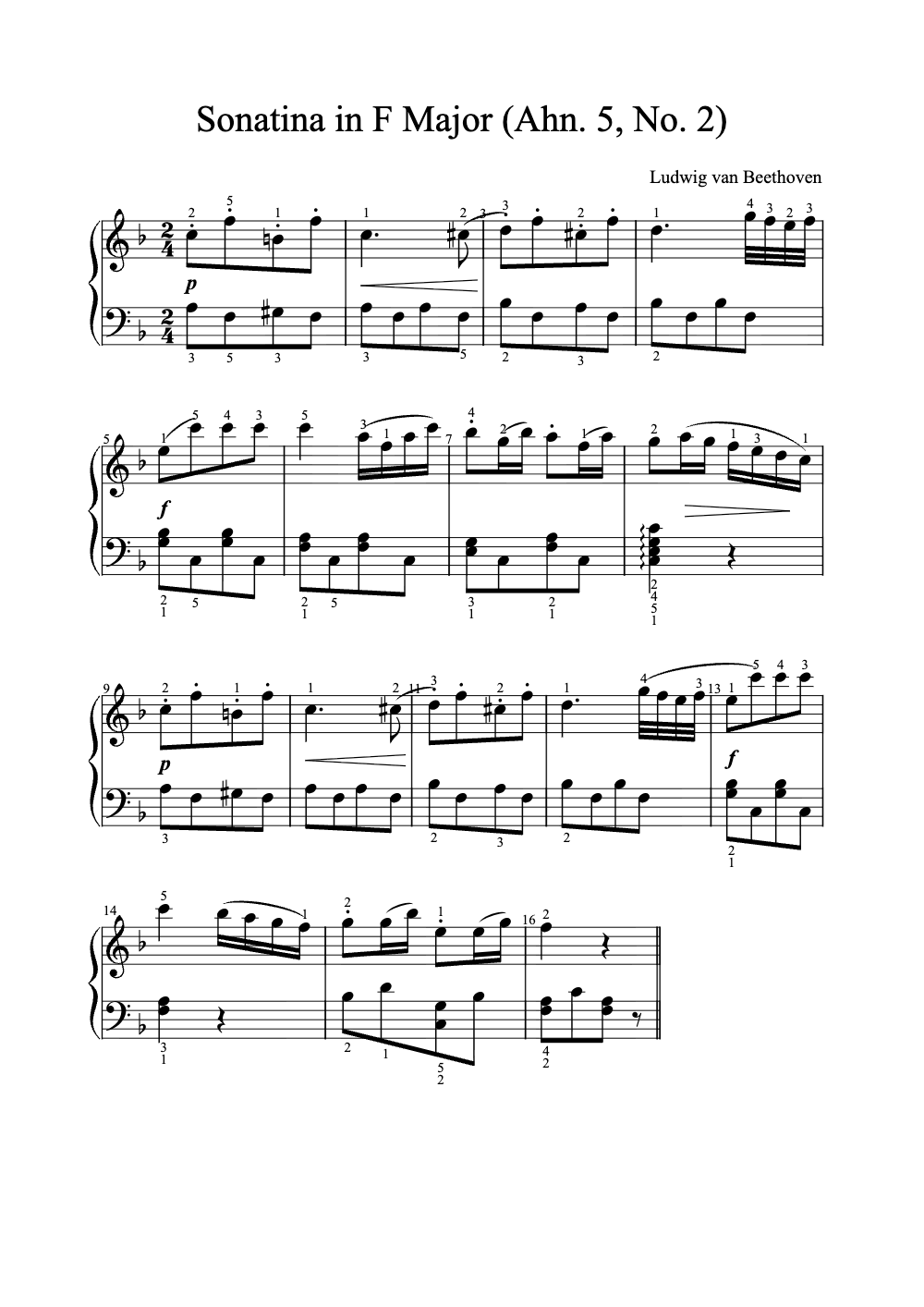 Sheet music preview for Sonatina in F Major