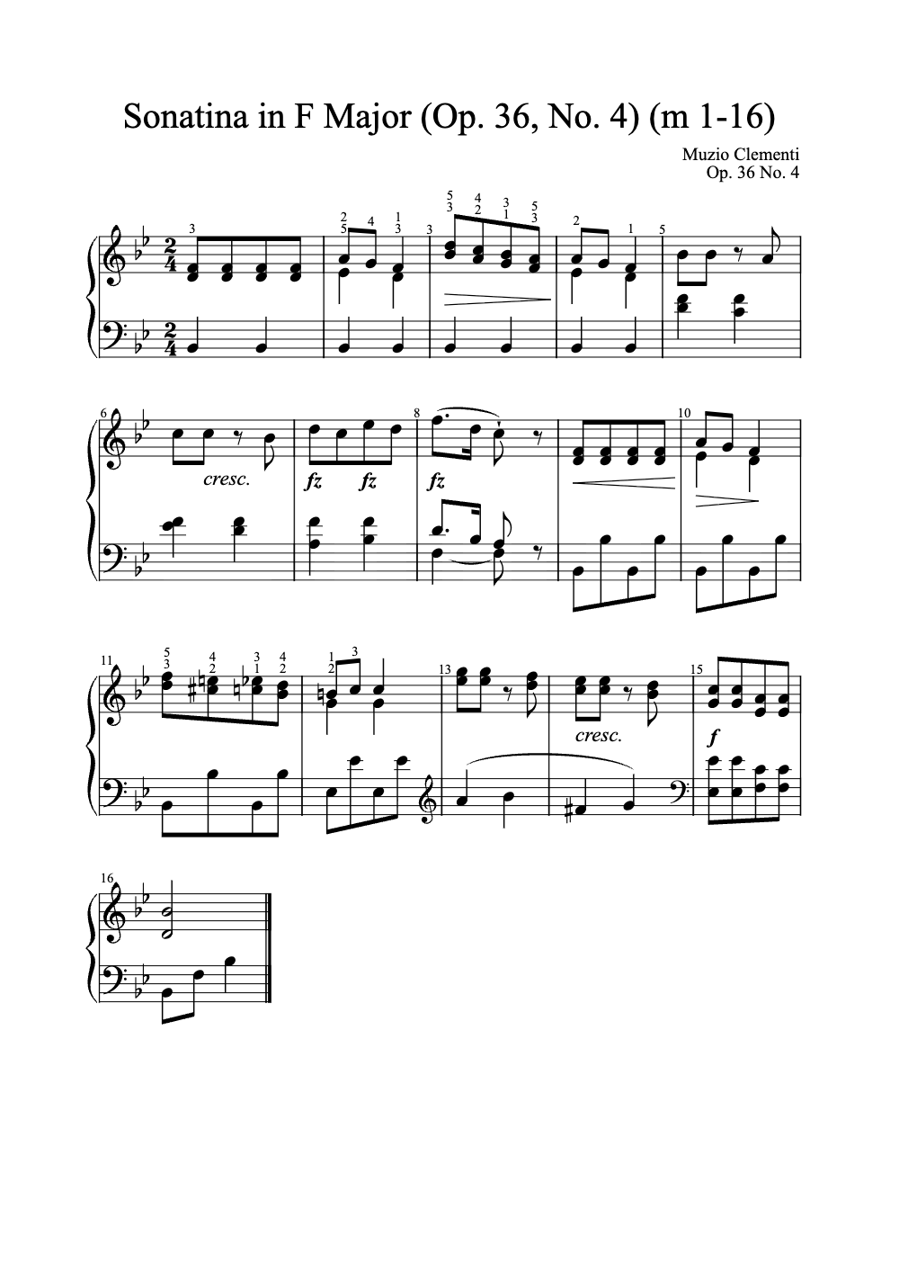 Sheet music preview for Sonatina in F Major, Op. 36, No. 4