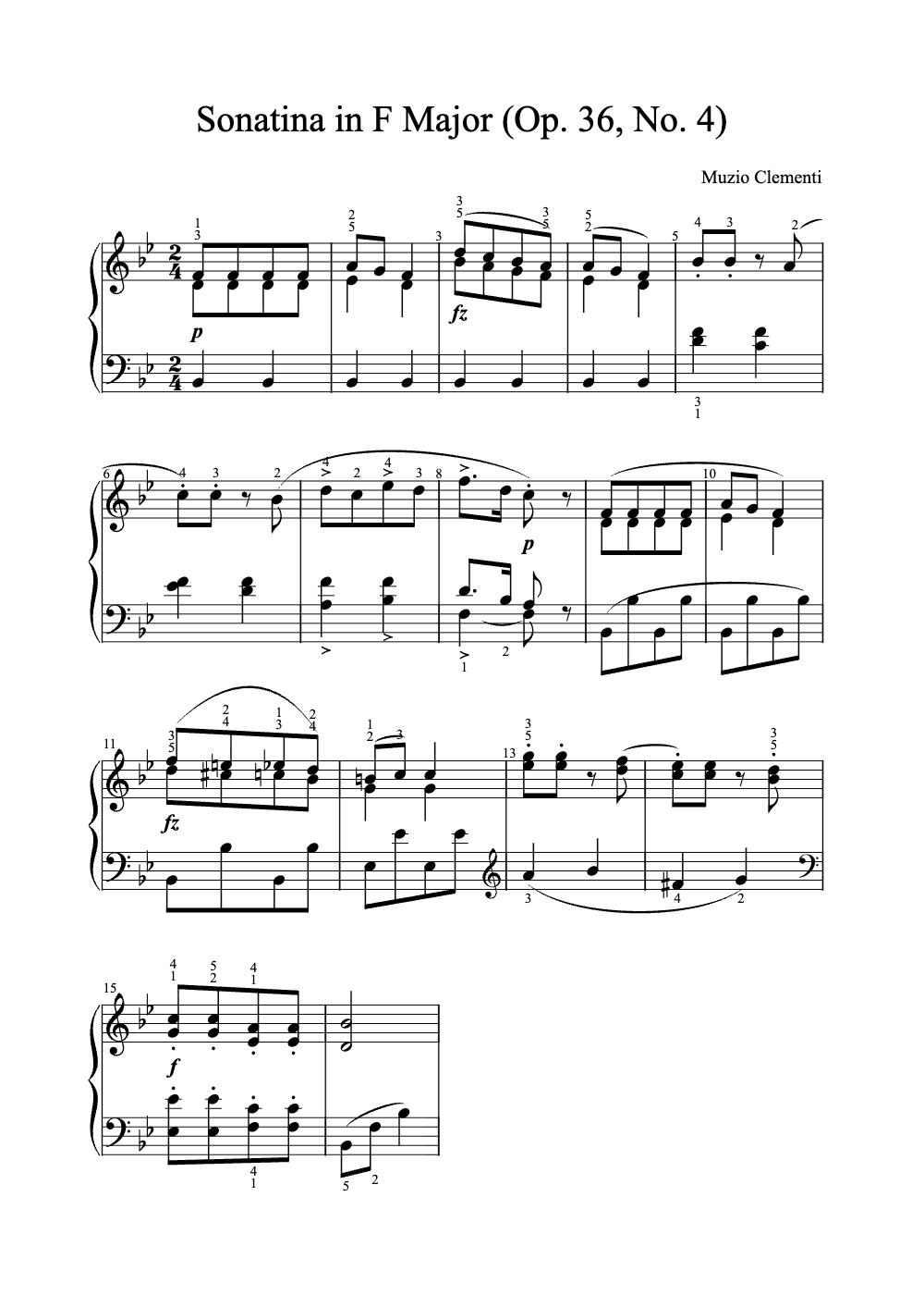 Sheet music preview for Sonatina in F Major, Op. 36, No. 4