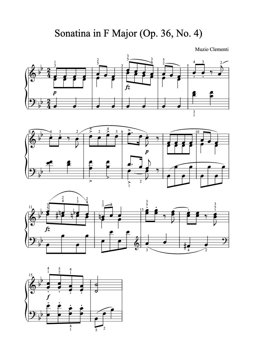 Sheet music preview for Sonatina in F Major, Op. 36, No. 4