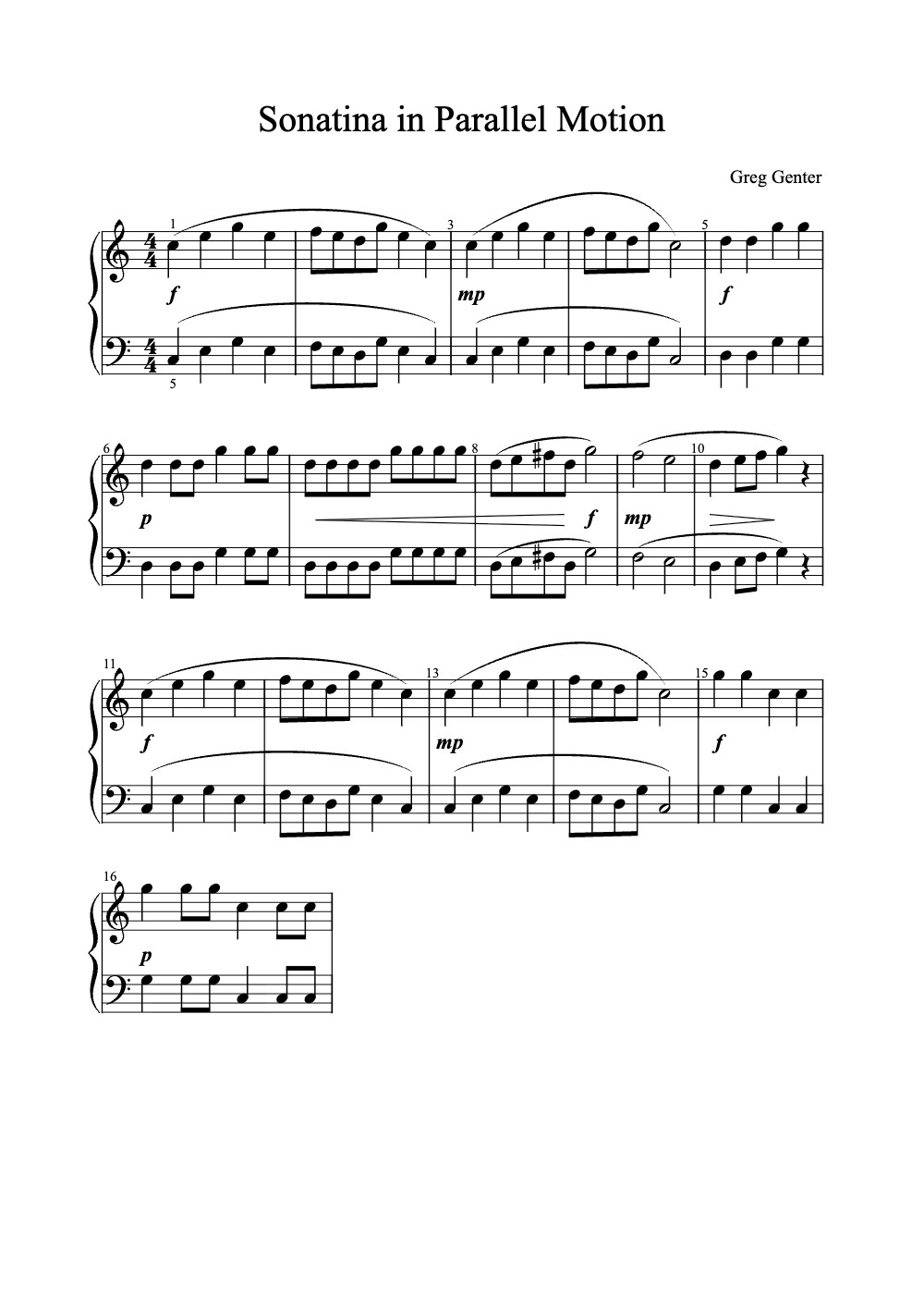 Sheet music preview for Sonatina in Parallel Motion