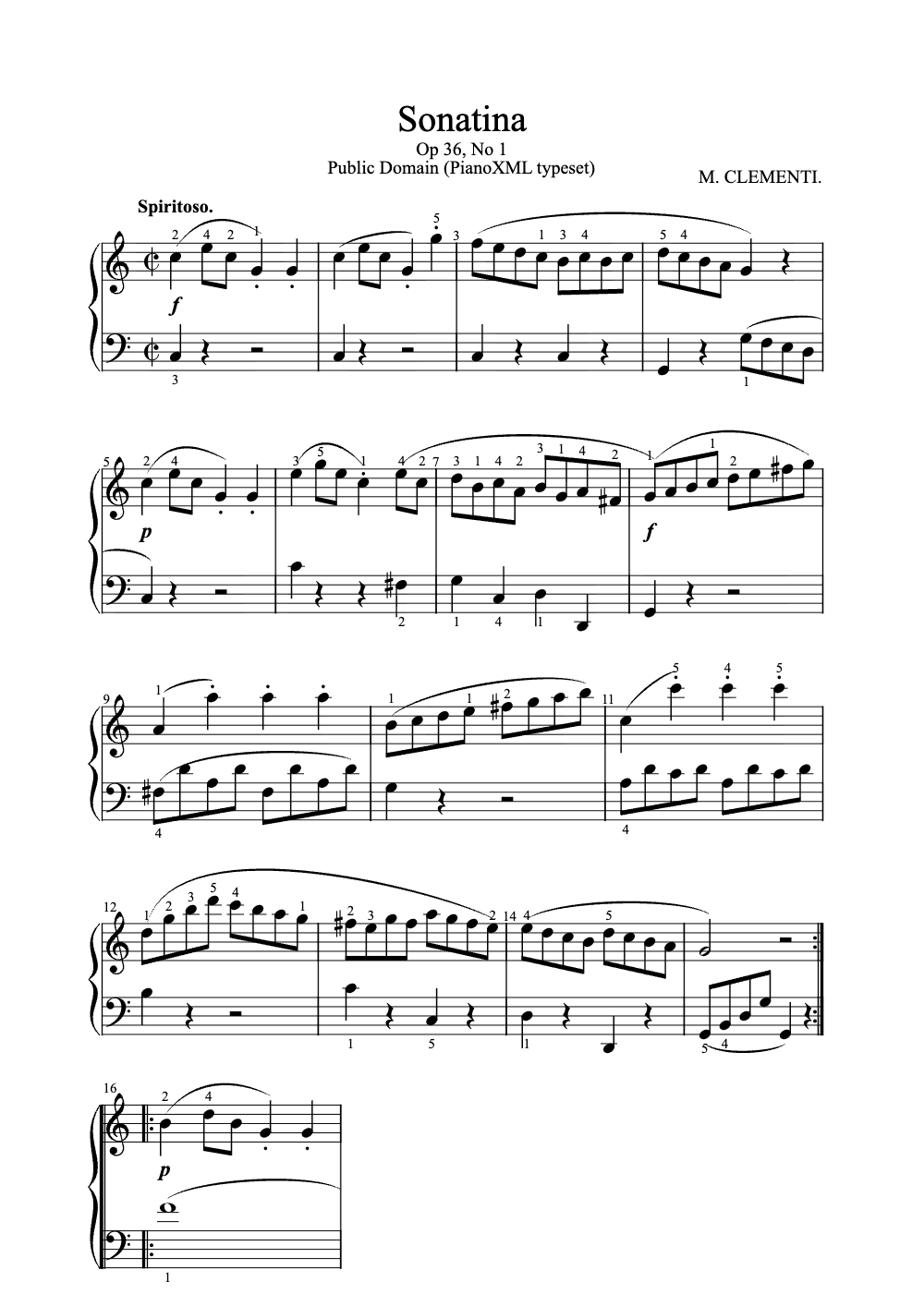 Sheet music preview for Sonatina