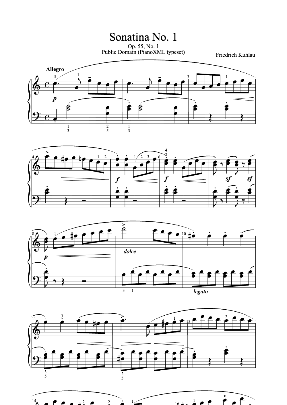 Sheet music preview for Sonatina No. 1