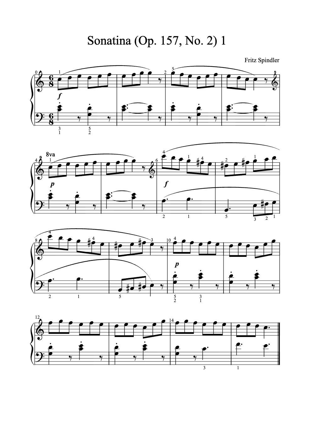 Sheet music preview for Sonatina (Op. 157, No. 2)