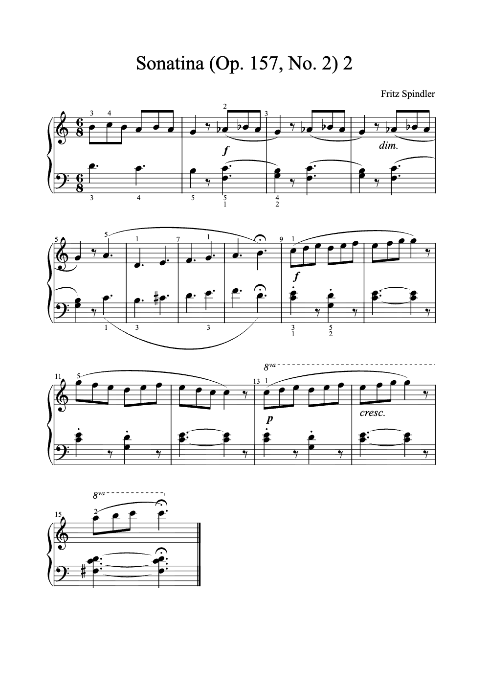 Sheet music preview for Sonatina (Op. 157, No. 2)