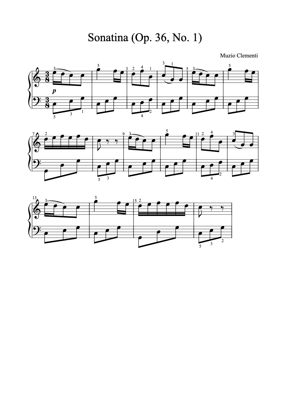 Sheet music preview for Sonatina (Op. 36, No. 1)