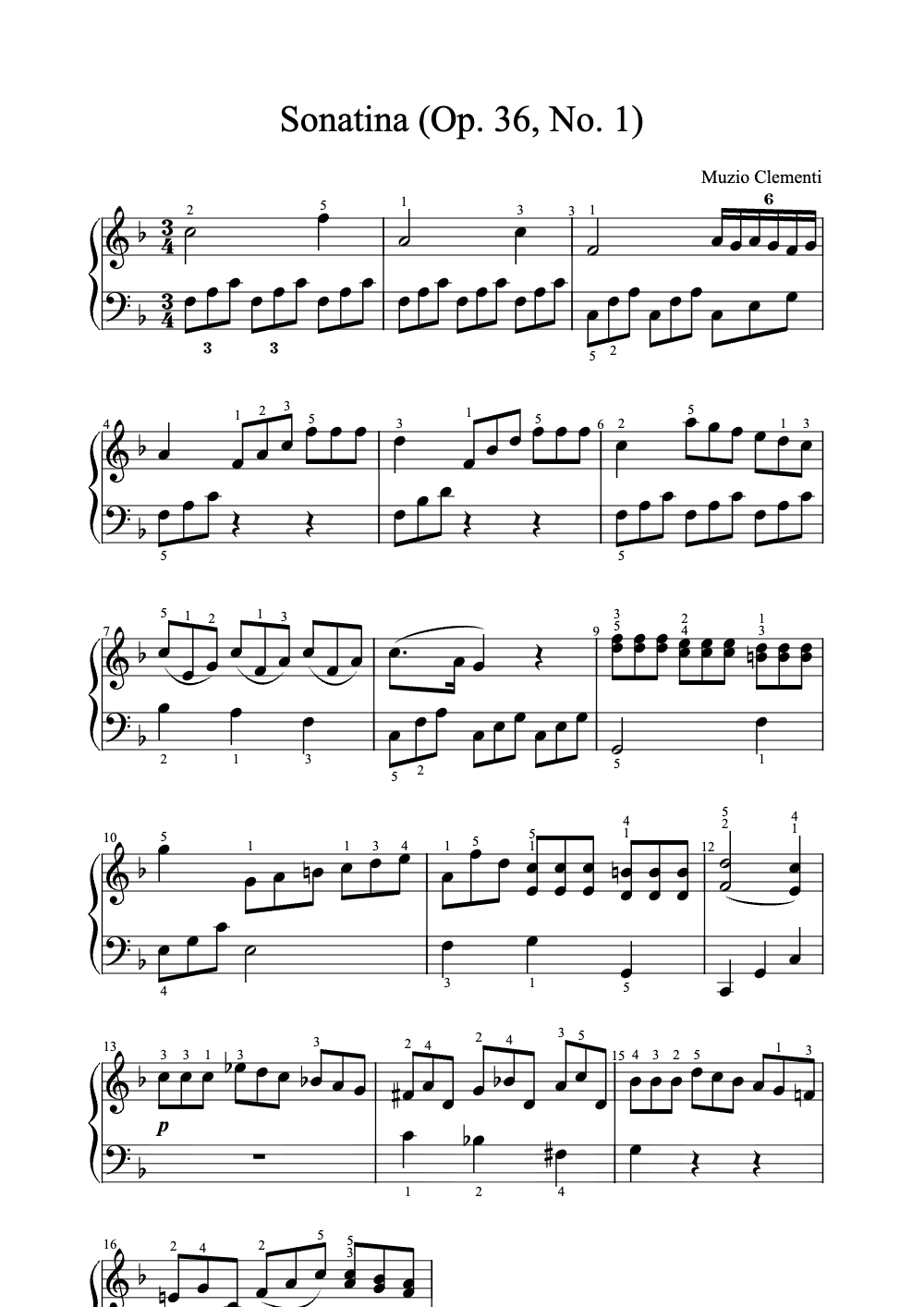 Sheet music preview for Sonatina (Op. 36, No. 1)