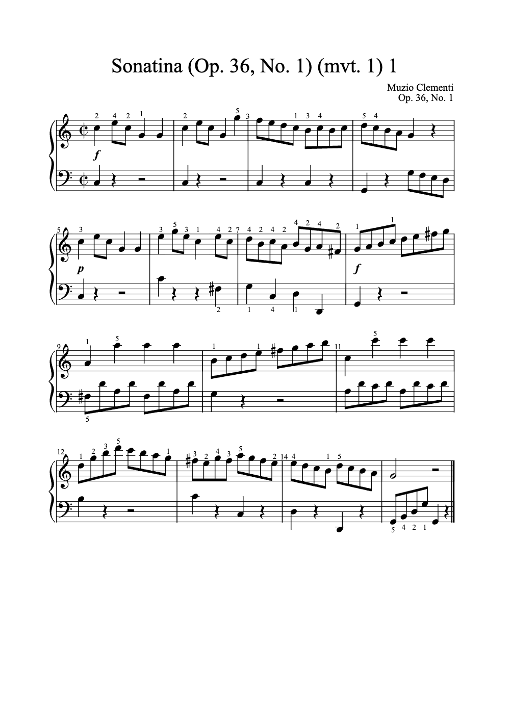 Sheet music preview for Sonatina (Op. 36, No. 1) (Mvt. 1)