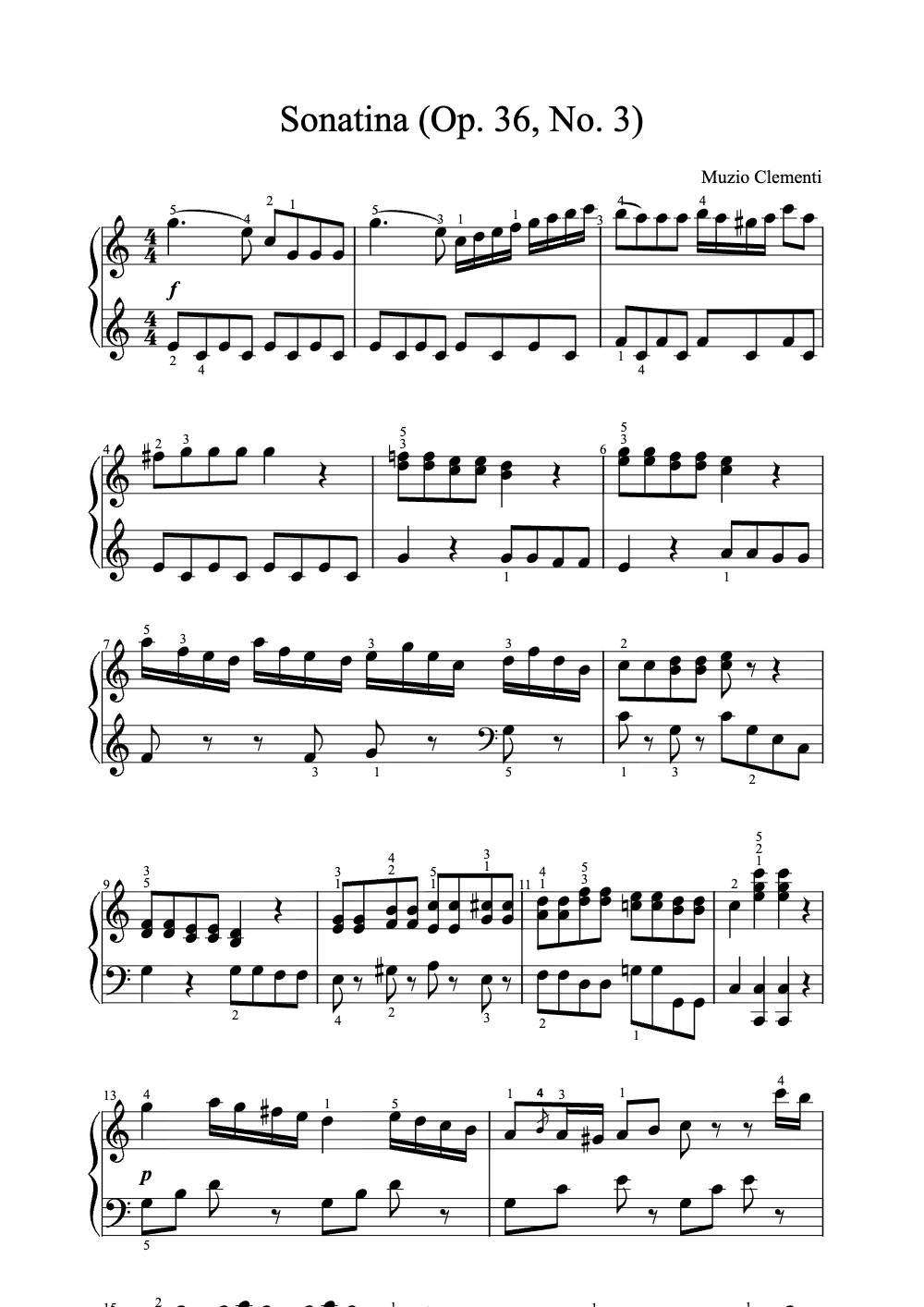 Sheet music preview for Sonatina (Op. 36, No. 3)