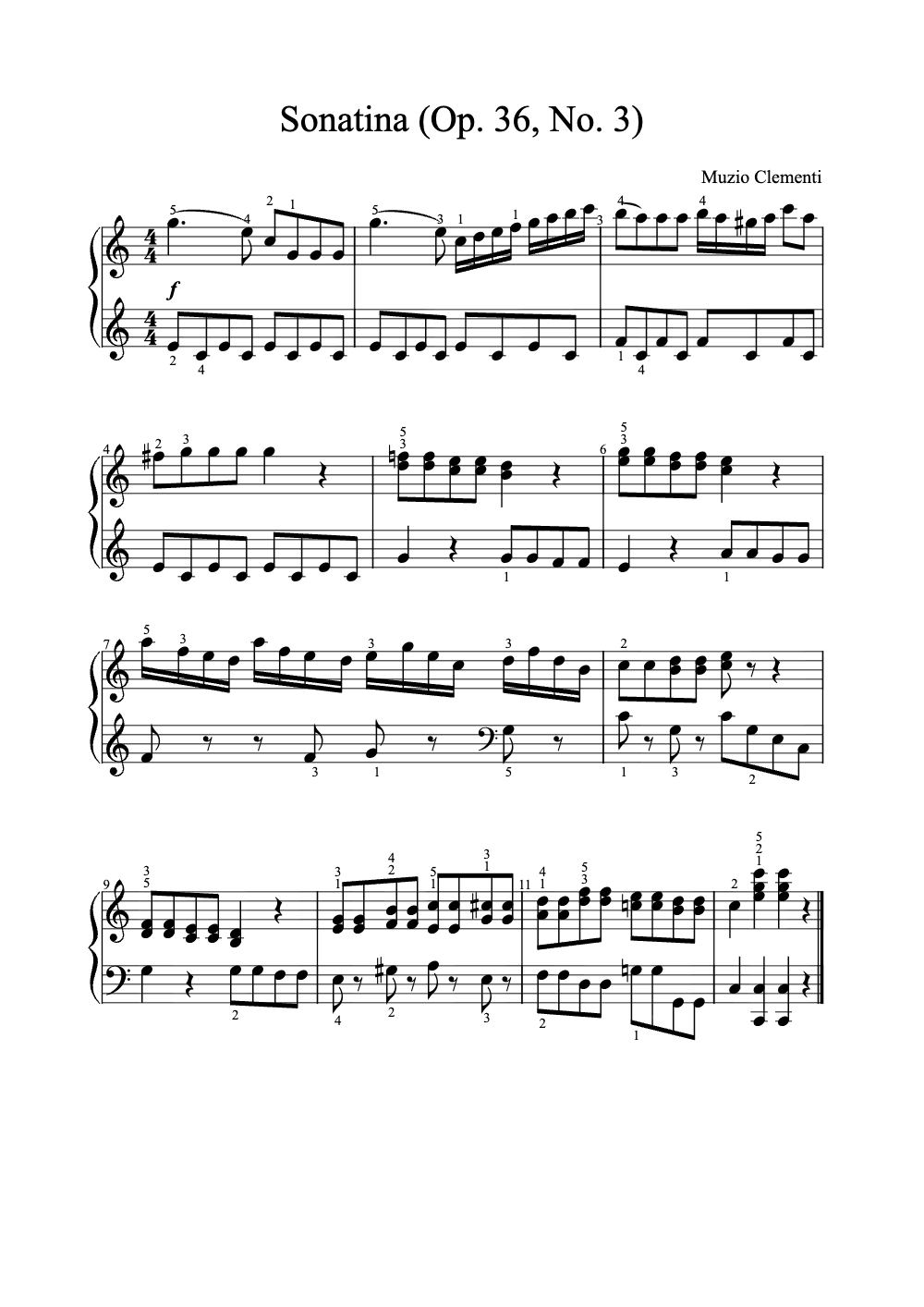 Sheet music preview for Sonatina (Op. 36, No. 3)
