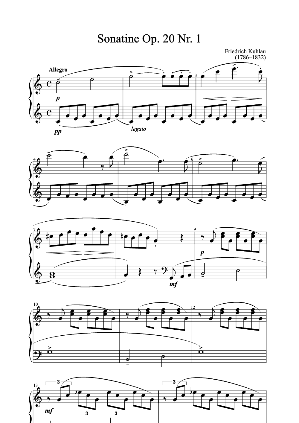 Sheet music preview for Sonatine Op. 20 Nr. 1