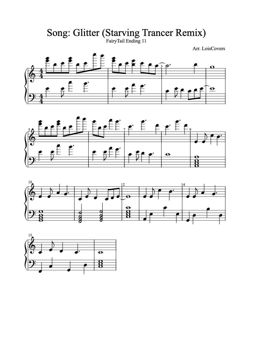 Sheet music preview for Glitter