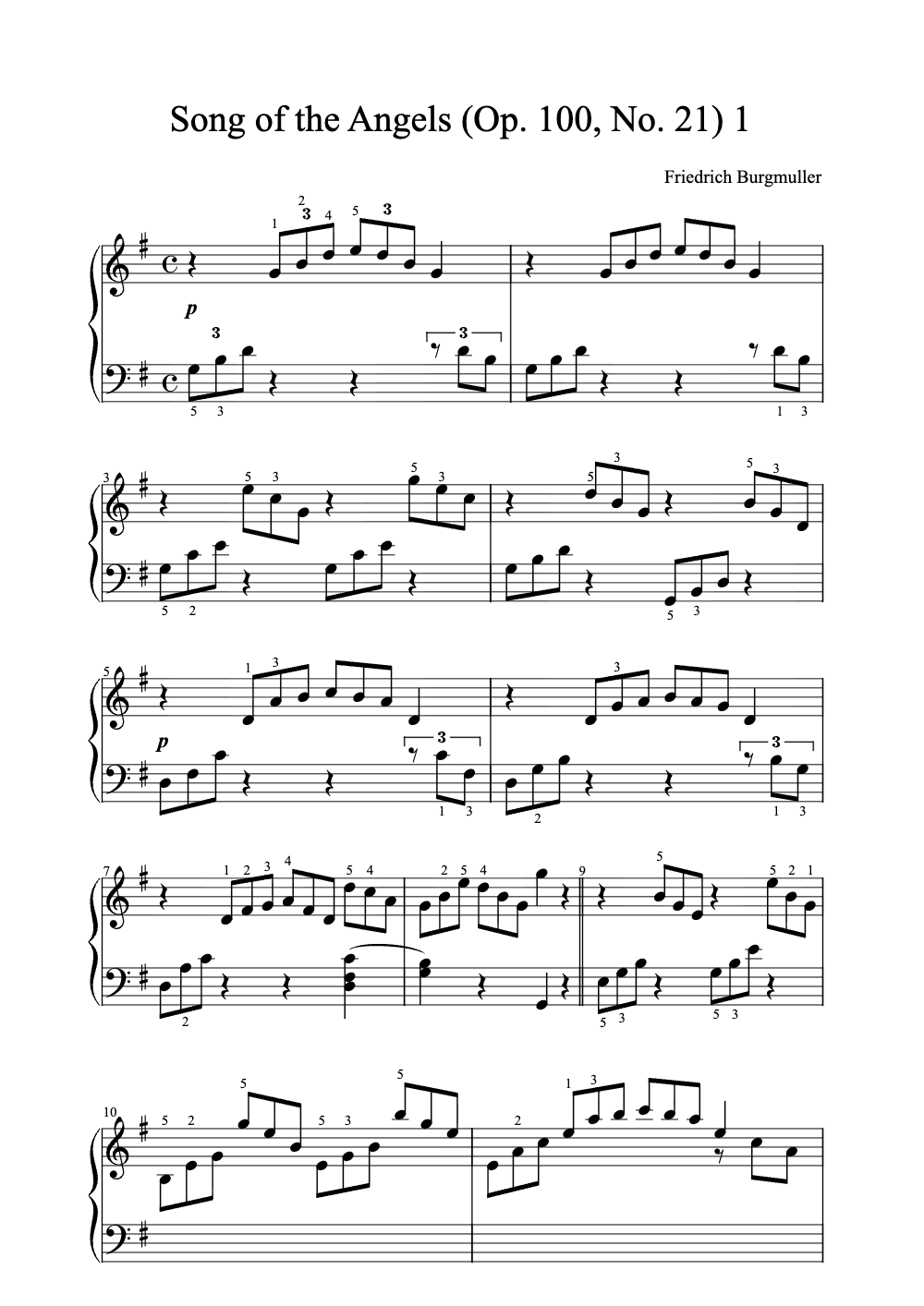 Sheet music preview for Song of the Angels
