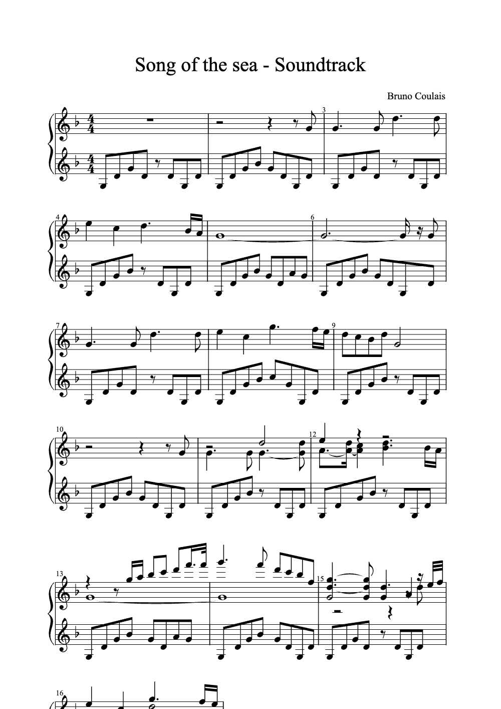 Sheet music preview for Song of the Sea