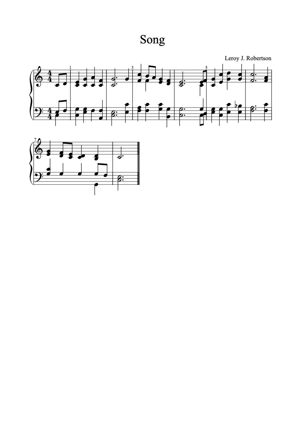 Sheet music preview for Song