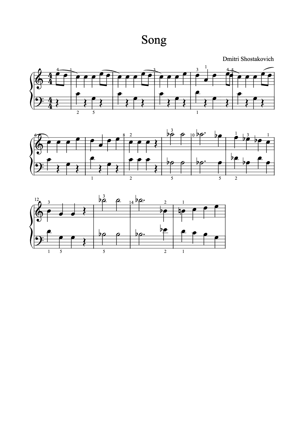 Sheet music preview for Song