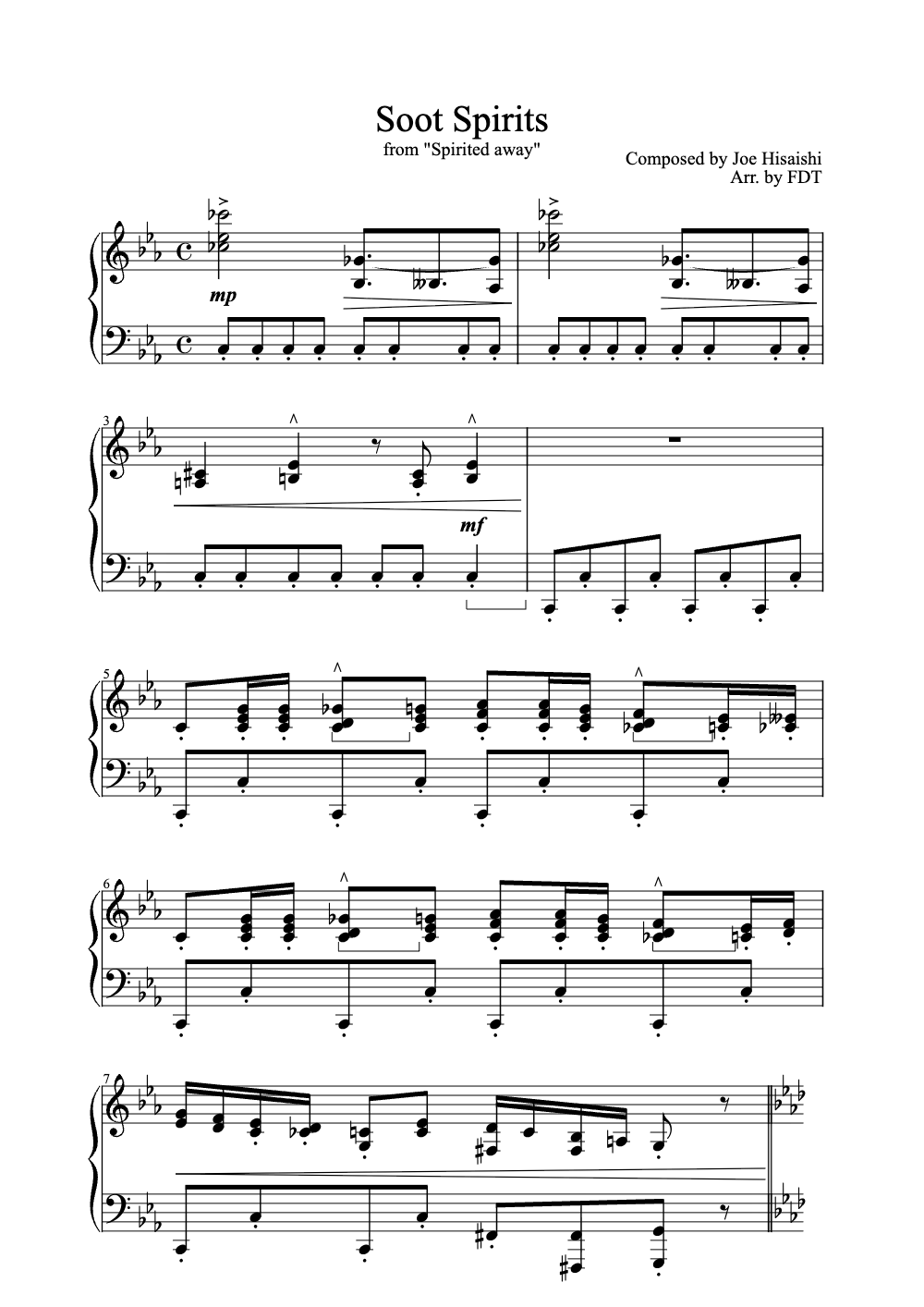 Sheet music preview for Soot Spirits