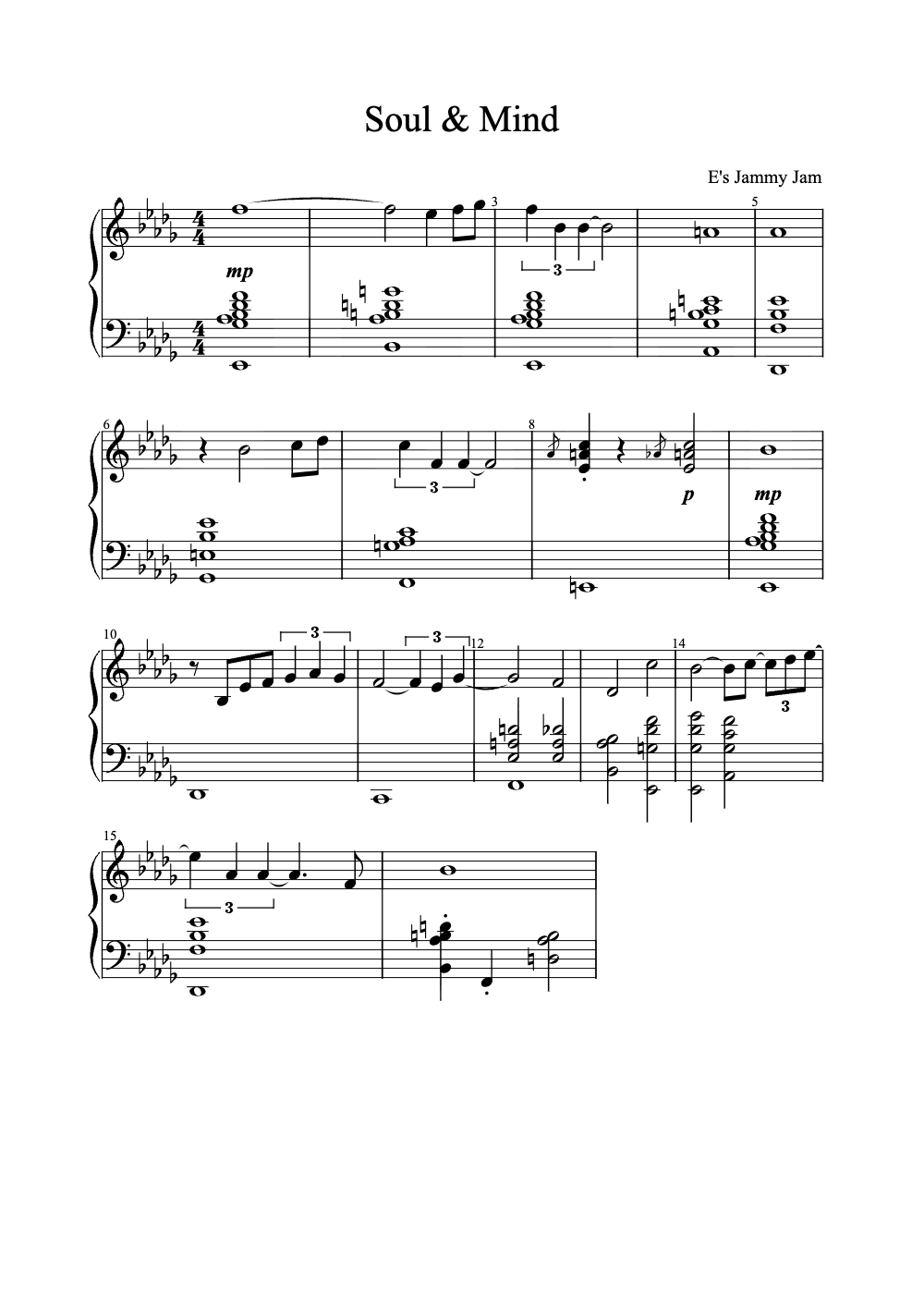 Sheet music preview for Soul & Mind
