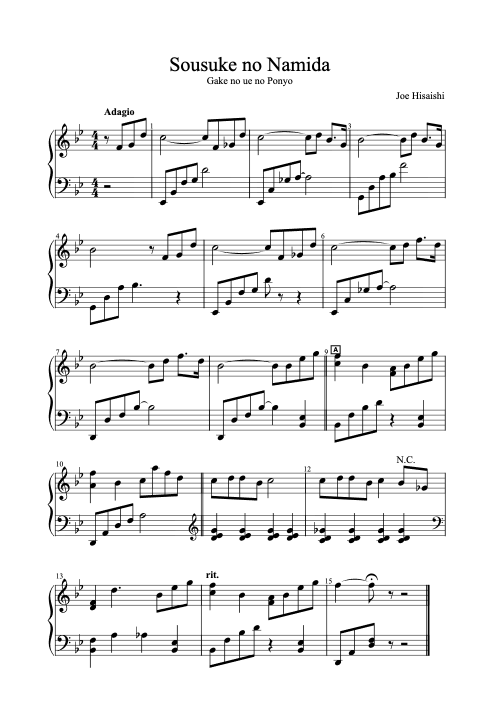 Sheet music preview for Sousuke no Namida