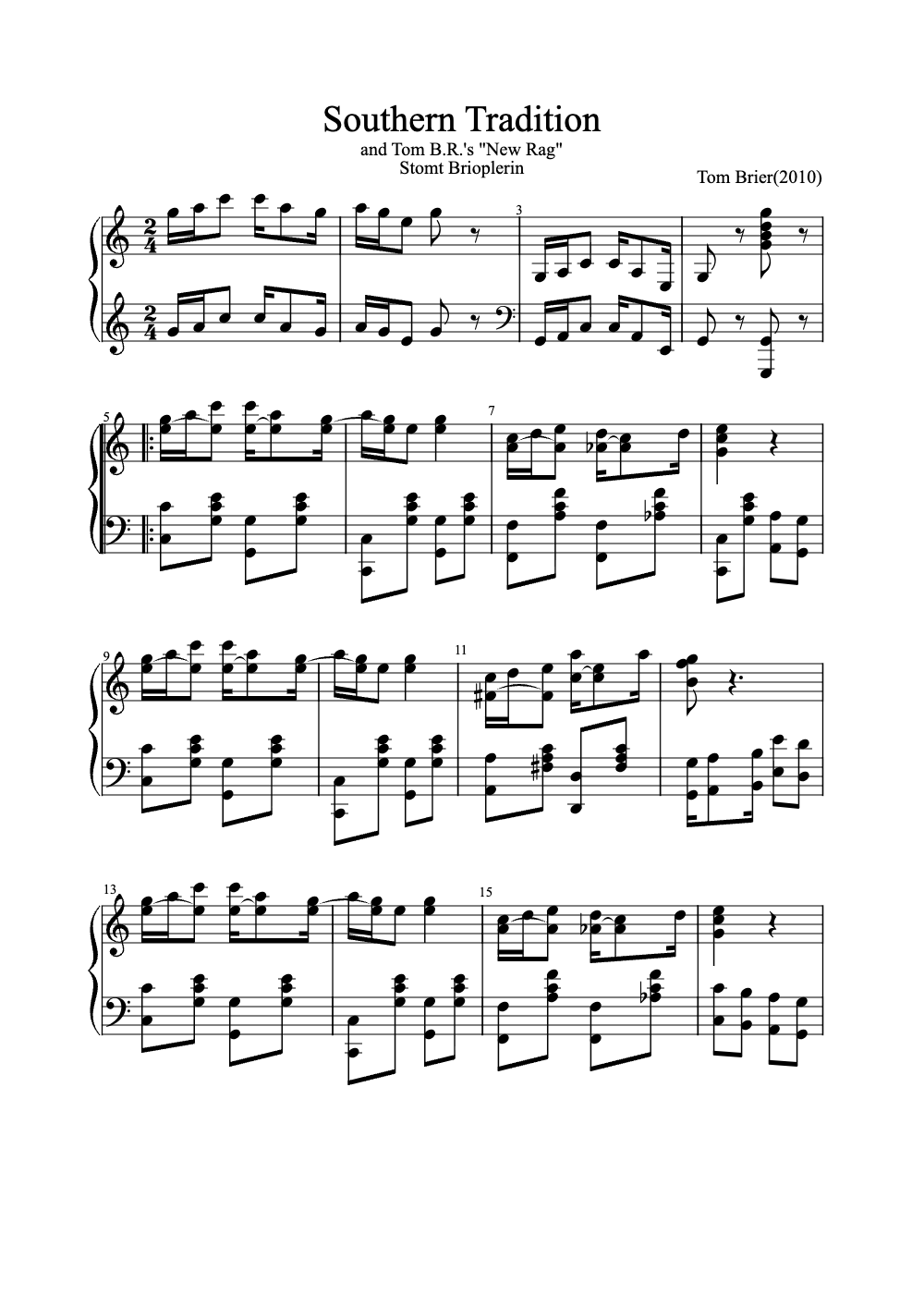 Sheet music preview for Southern Tradition