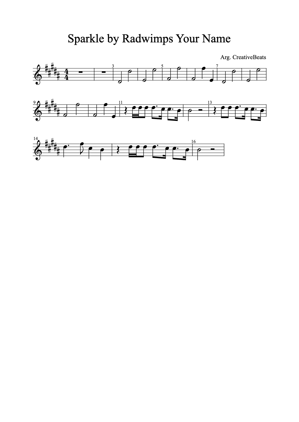 Sheet music preview for Sparkle