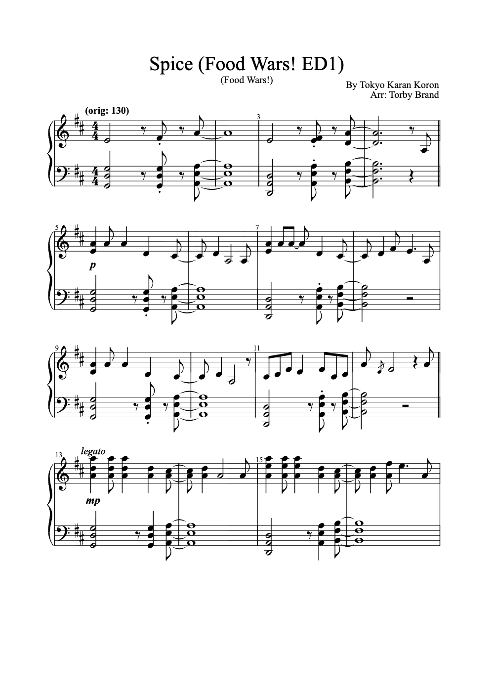 Sheet music preview for Spice