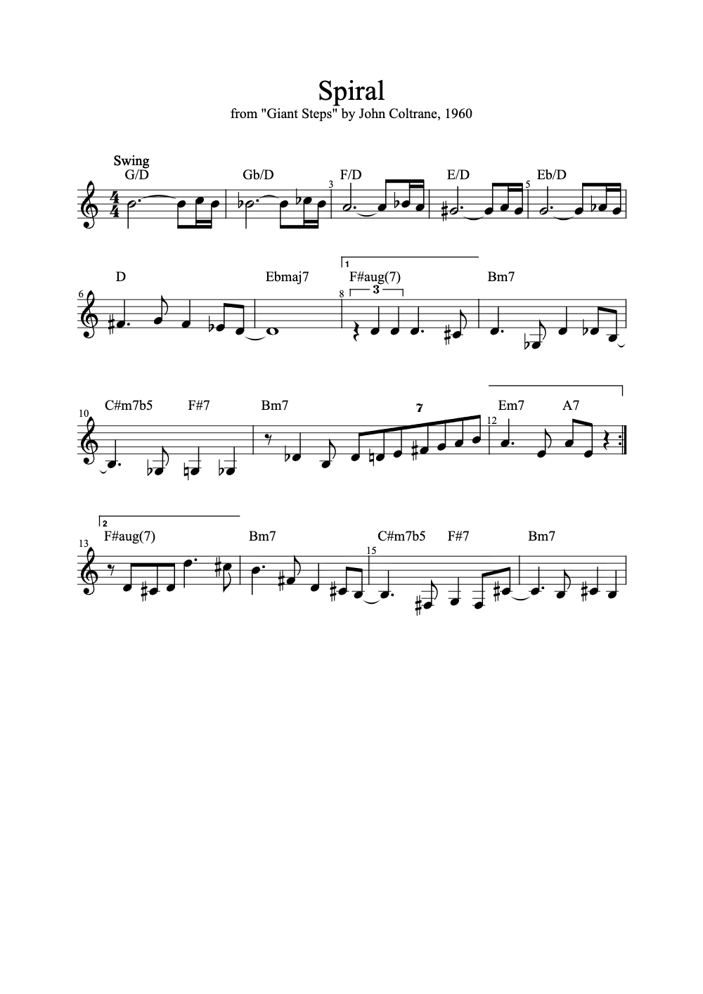Sheet music preview for Spiral