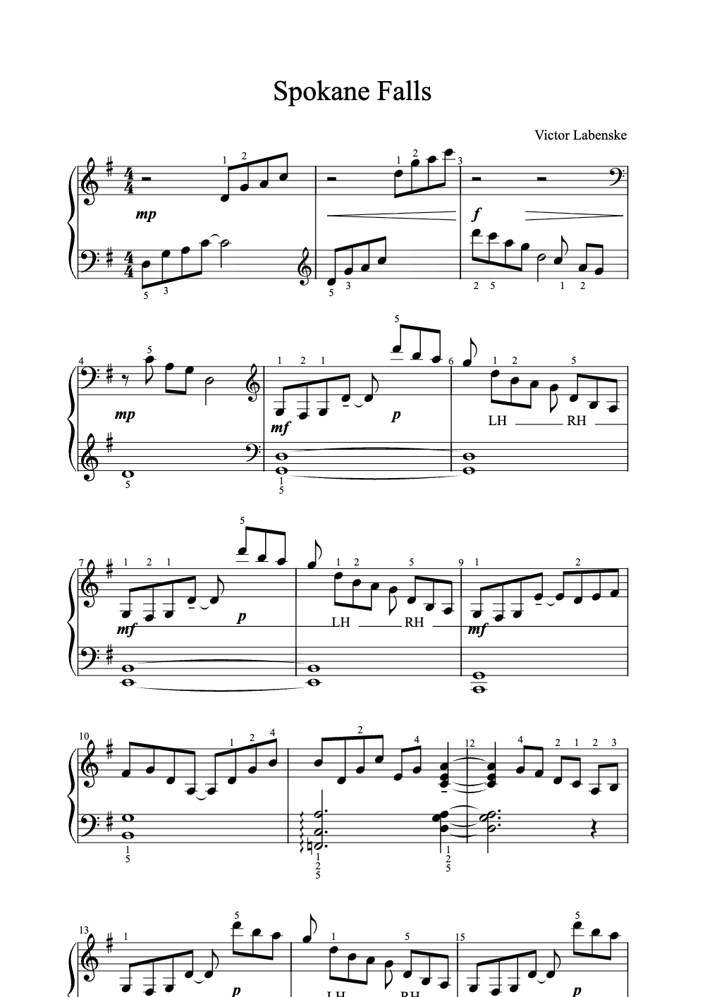 Sheet music preview for Spokane Falls