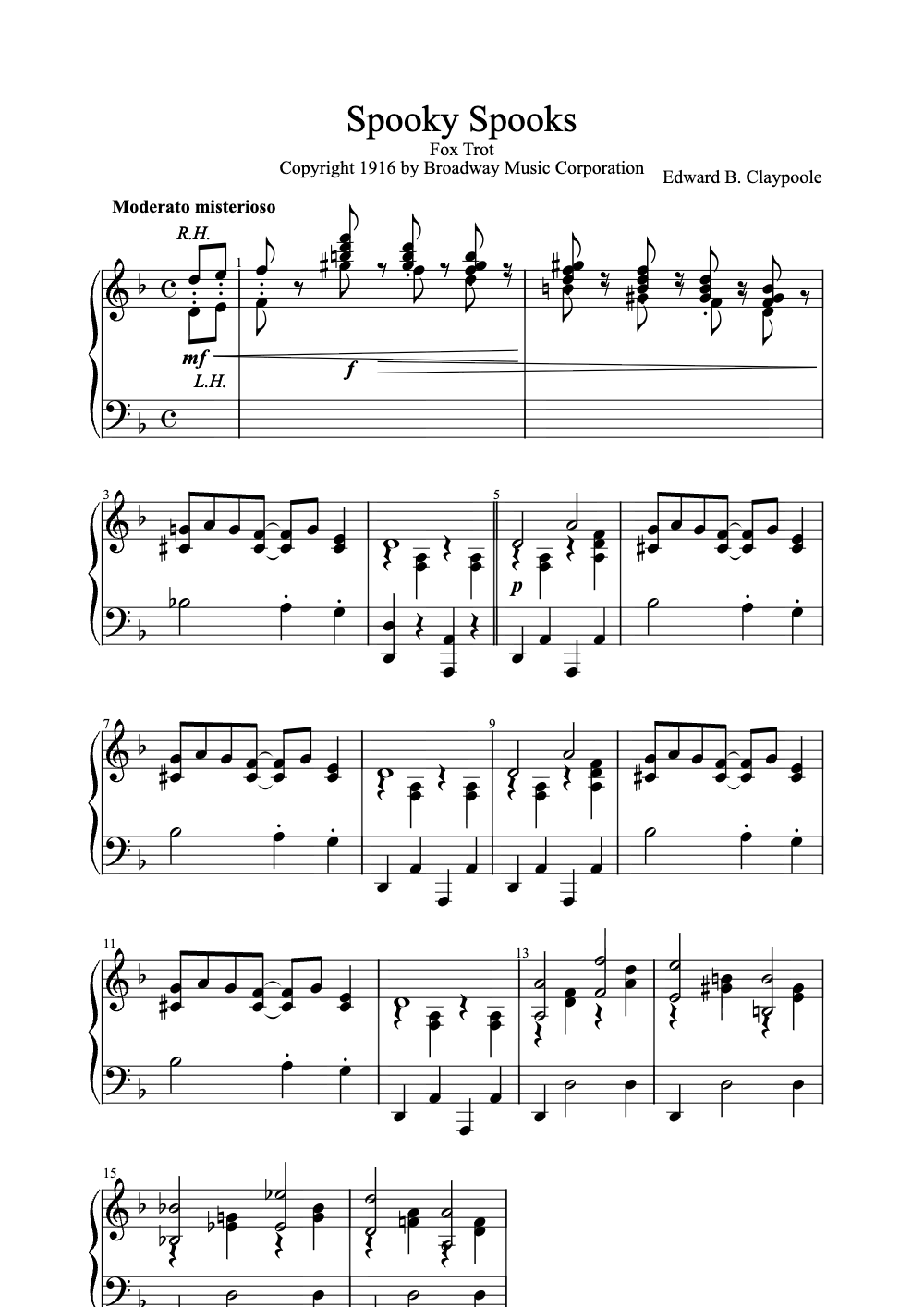 Sheet music preview for Spooky Spooks