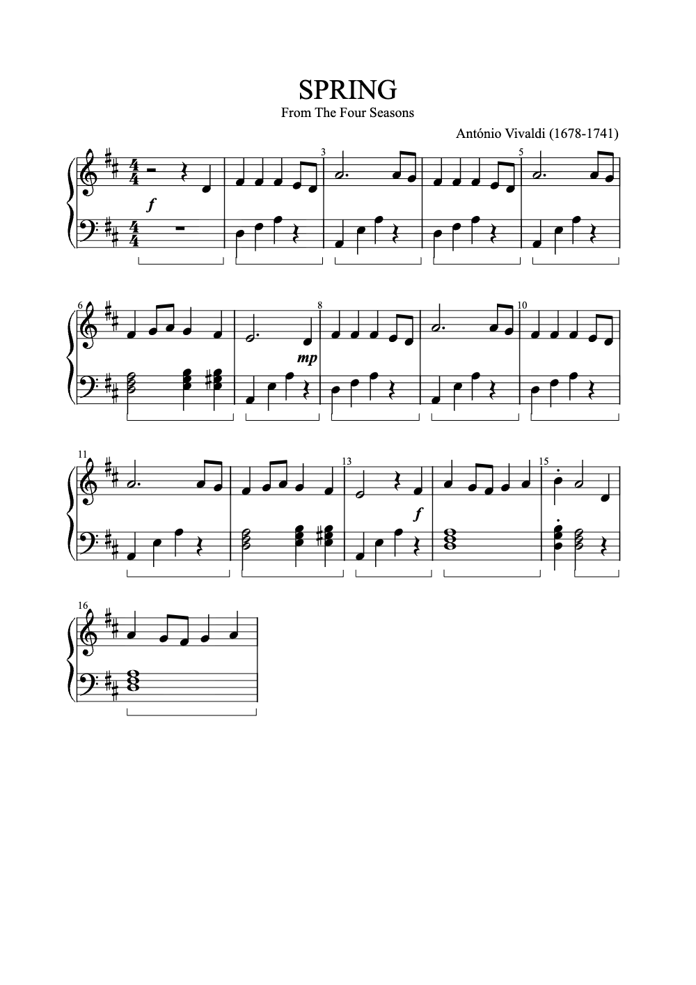 Sheet music preview for Spring