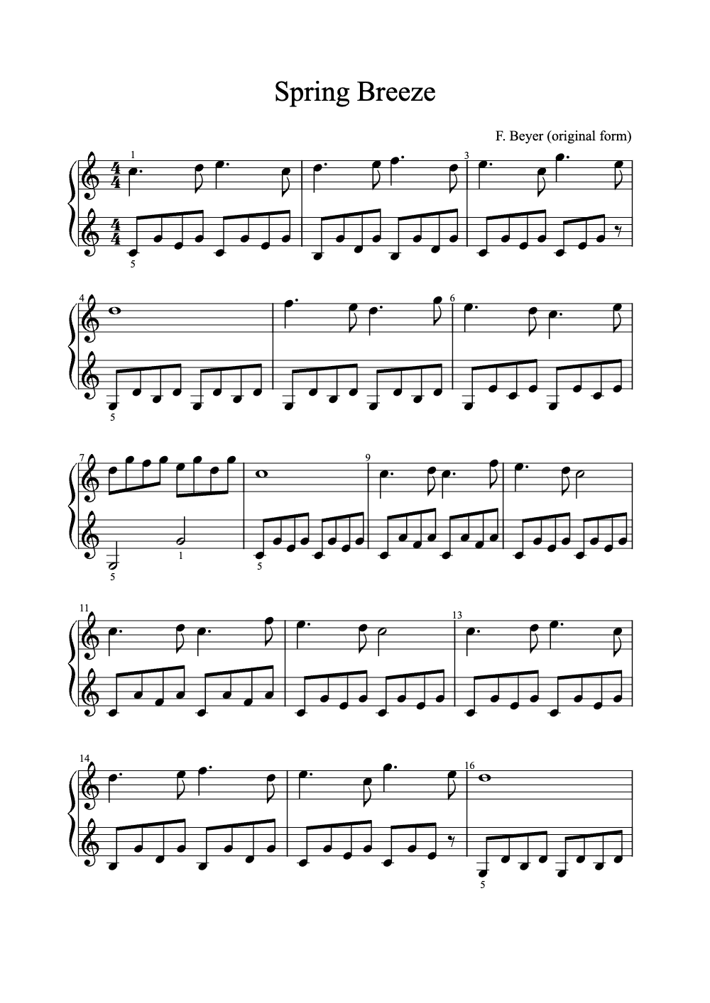 Sheet music preview for Spring Breeze