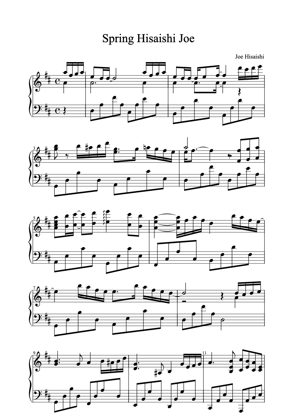 Sheet music preview for Spring