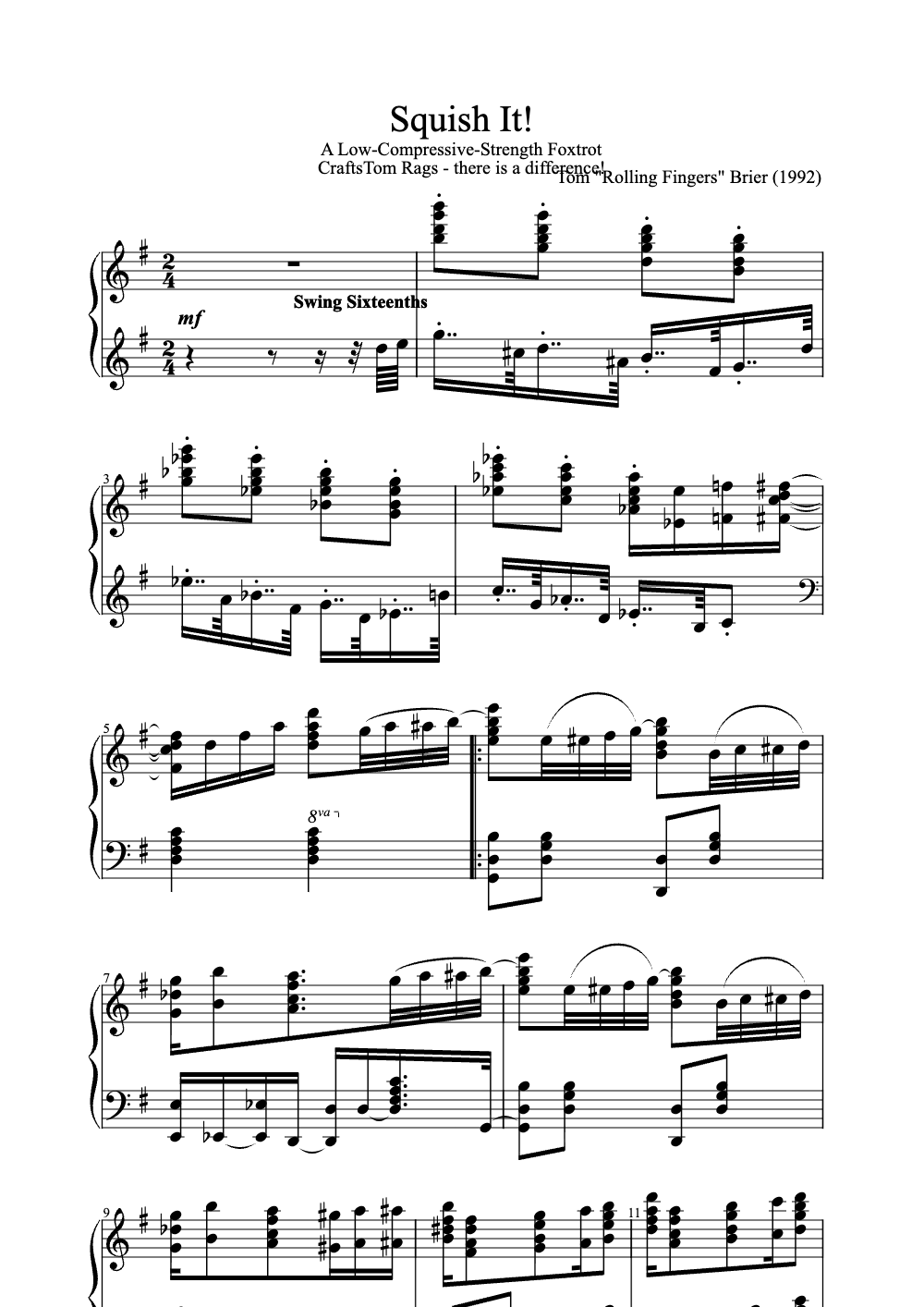 Sheet music preview for Squish It!