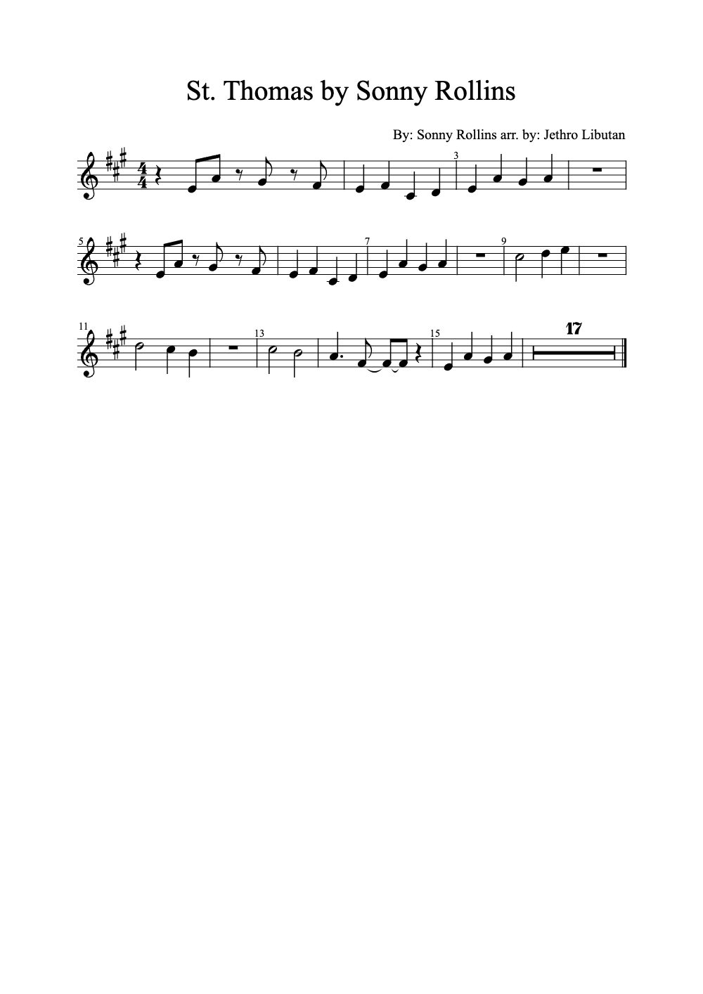 Sheet music preview for St. Thomas