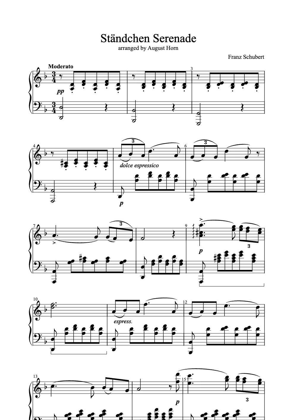 Sheet music preview for Ständchen Serenade