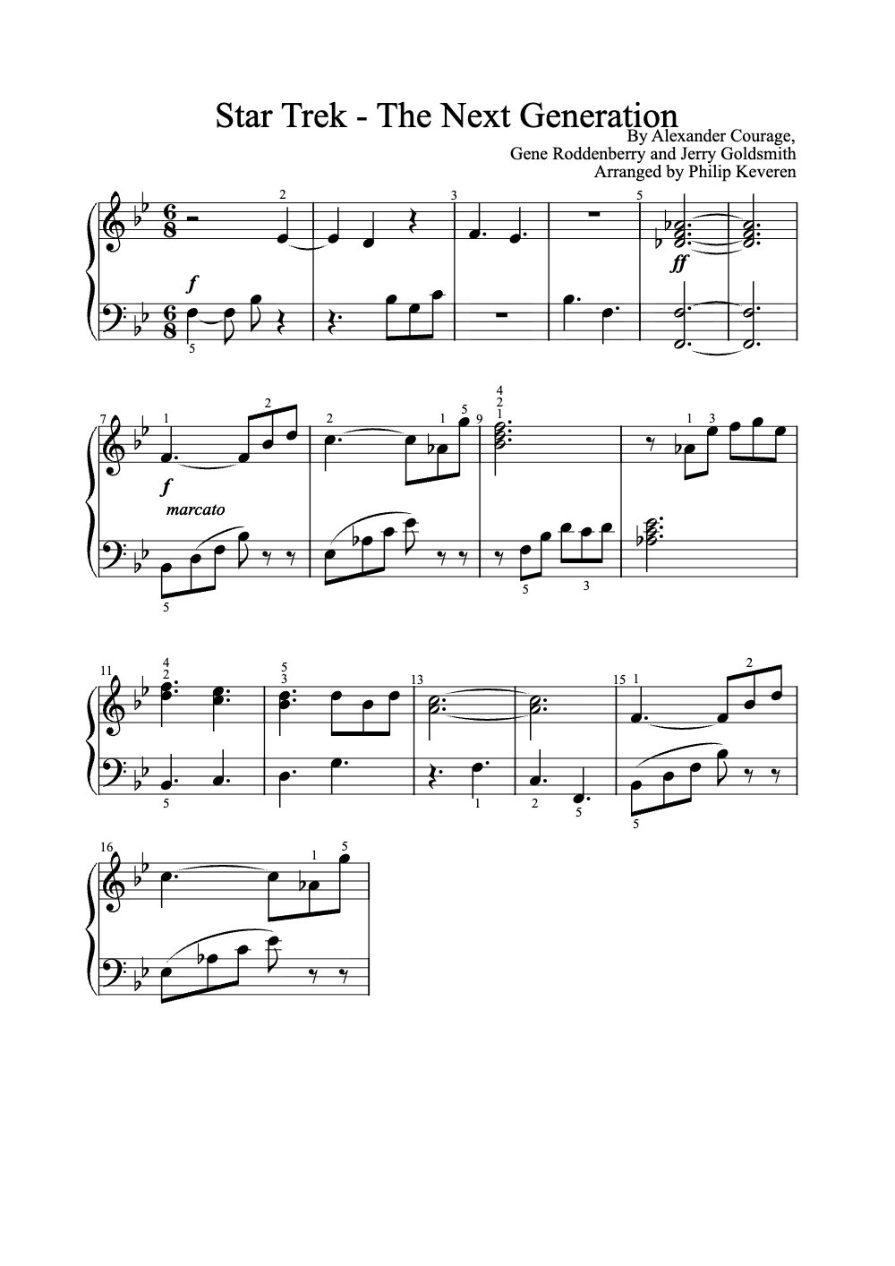 Sheet music preview for Star Trek: The Next Generation