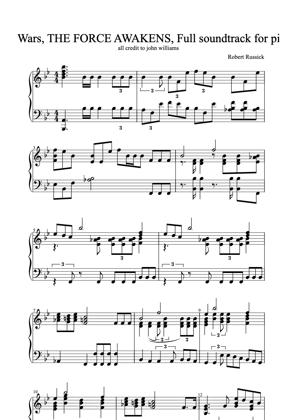 Sheet music preview for Star Wars: The Force Awakens