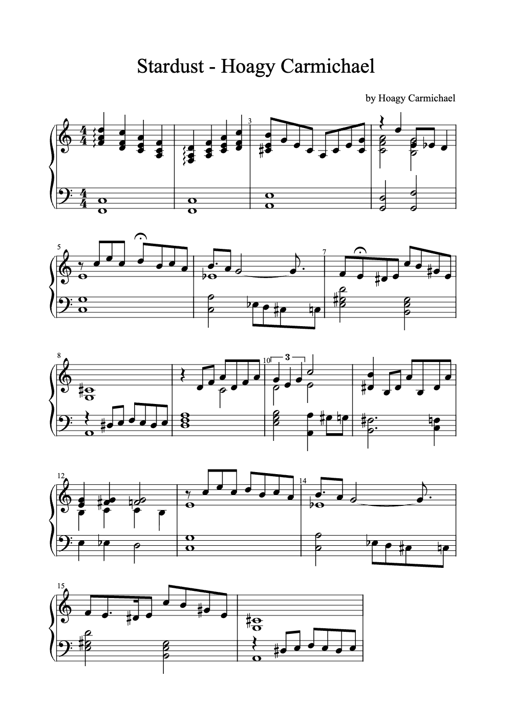 Sheet music preview for Stardust