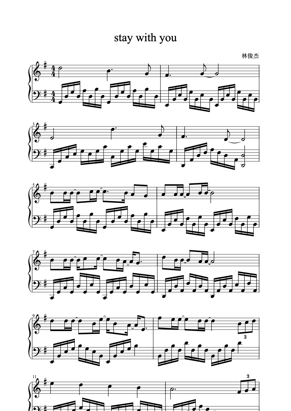 Sheet music preview for Stay With You