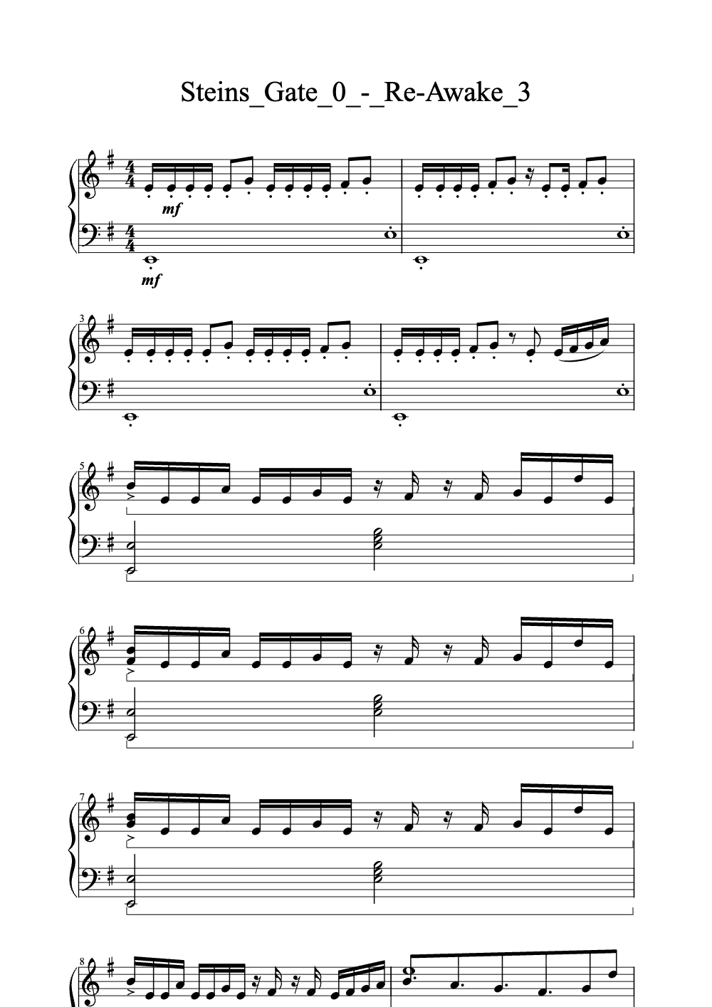 Sheet music preview for Re-Awake 3